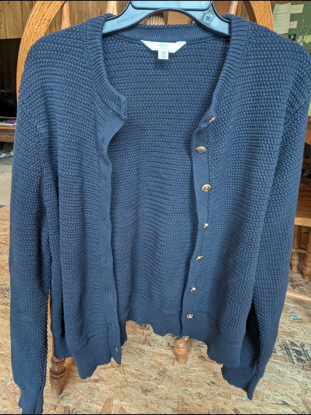 Talbots Navy Knit Button-Front Cardigan Sweater